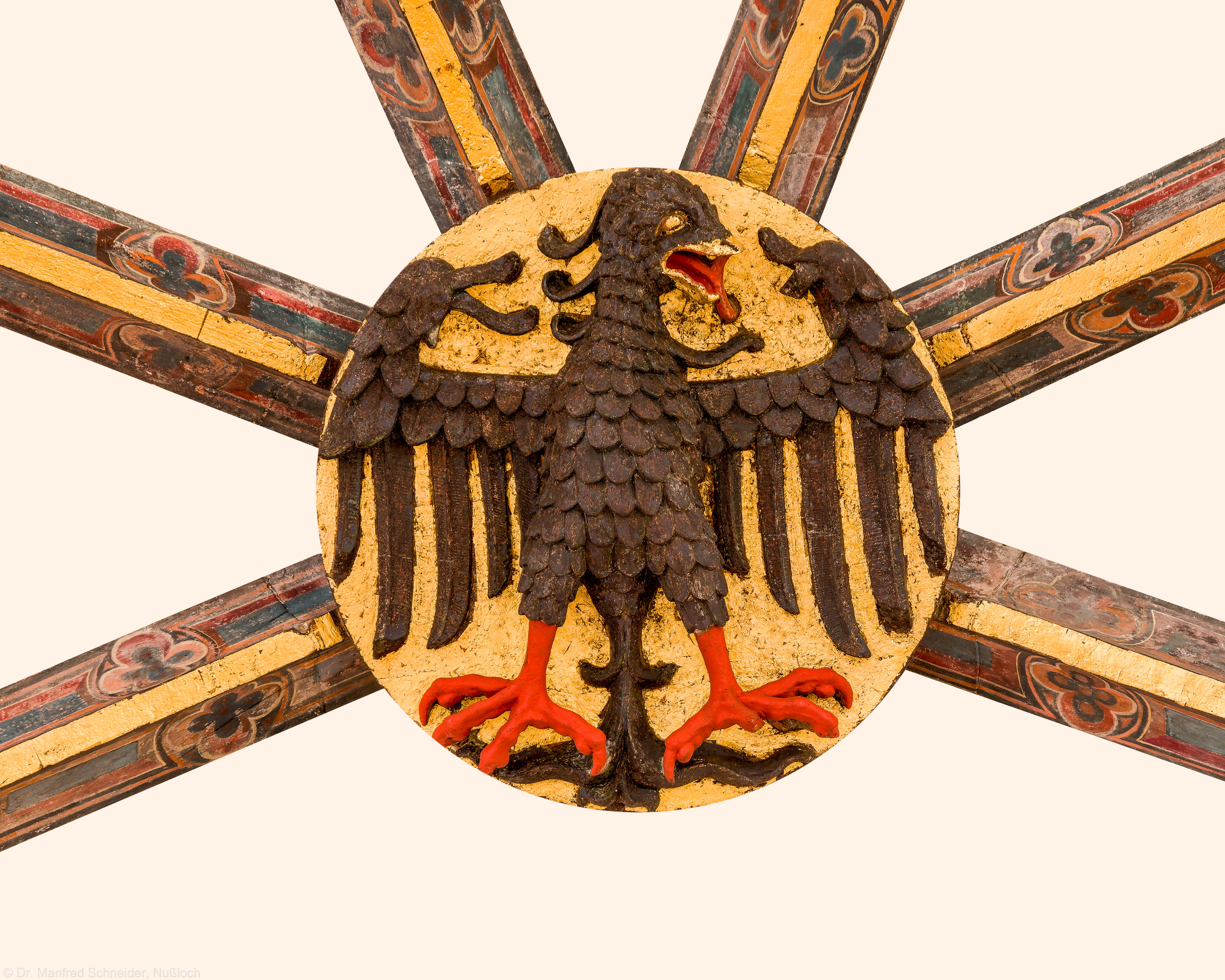 Heidelberg - Heiliggeistkirche - Chor - Schlussstein, Mitte, 3. von Westen (aufgenommen im Januar 2013, am Nachmittag)