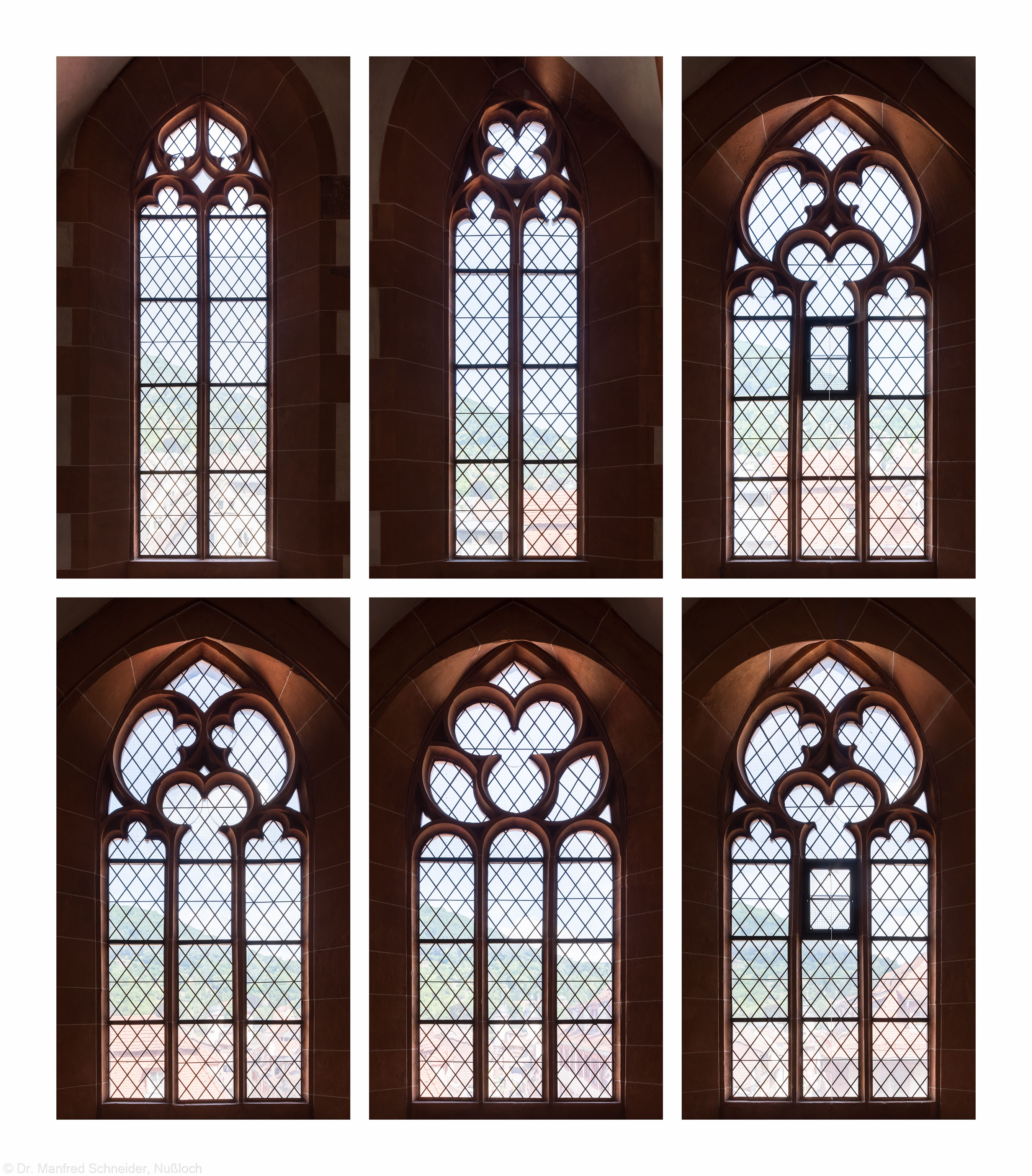 Heidelberg - Heiliggeistkirche - Nordempore - 1./2./3. und 4./5./6. Joch, von Westen aus gezählt - Fenster und Maßwerke (aufgenommen im Juni/Juli 2015, nachmittags) Heidelberg - Heiliggeistkirche - Nordempore - 1./2./3. und 4./5./6. Joch, von Westen aus gezählt - Fenster und Maßwerke (aufgenommen im Juni/Juli 2015, nachmittags)
