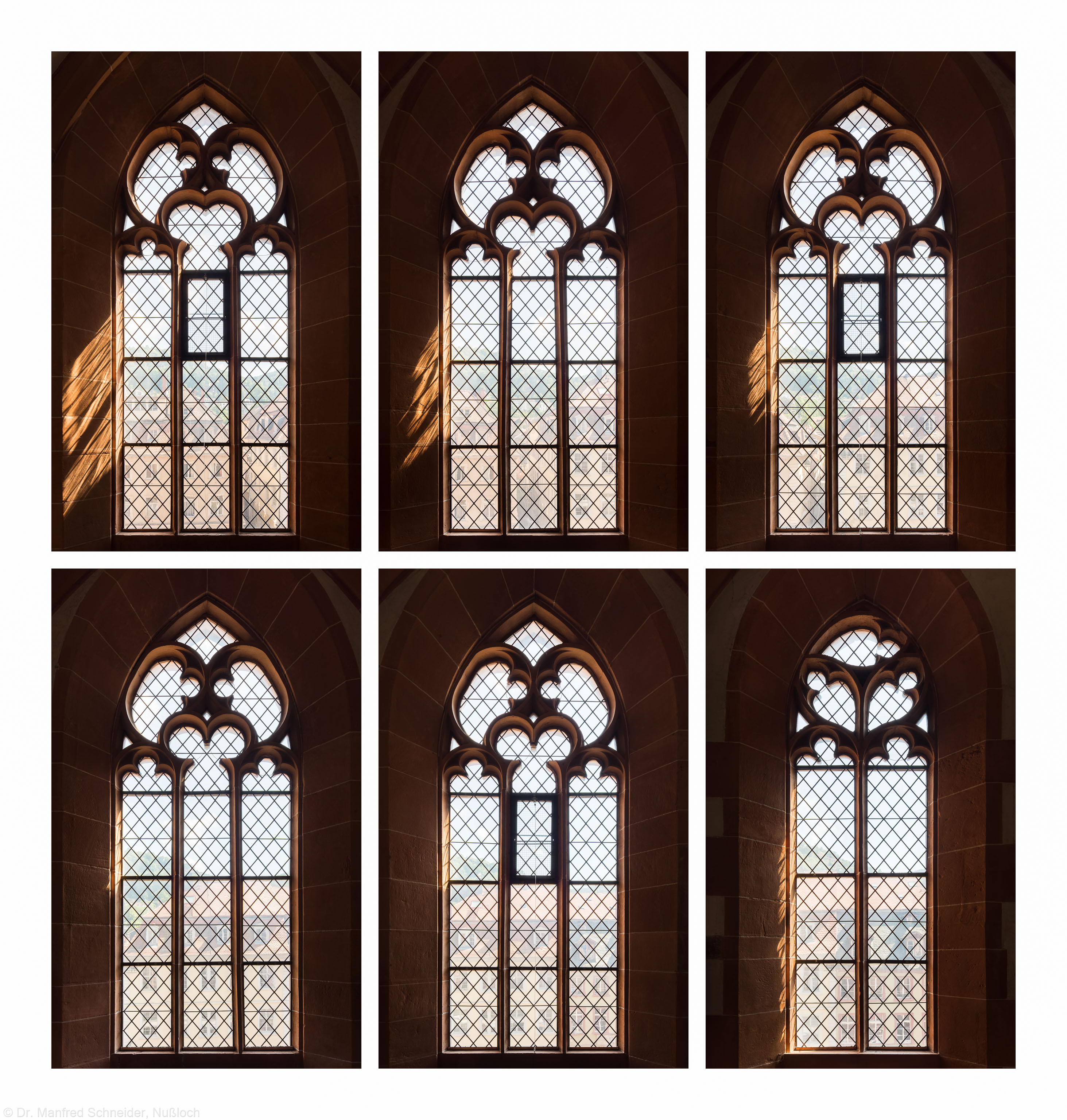 Heidelberg - Heiliggeistkirche - Südempore - 6./5./4. und 3./2./1. Joch, von Westen aus gezählt - Fenster und Maßwerk (aufgenommen im Juni 2015, am Nachmittag) Heidelberg - Heiliggeistkirche - Südempore - 6./5./4. und 3./2./1. Joch, von Westen aus gezählt - Fenster und Maßwerk (aufgenommen im Juni 2015, am Nachmittag)